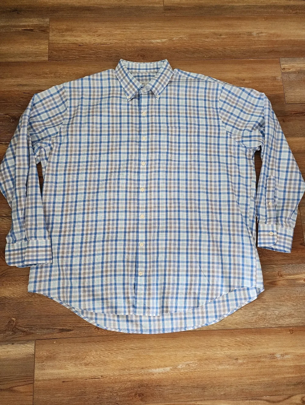 Peter Millar Crown Ease Phillip Sport Shirt Mens XXL Blue Check Long Sleeve - Picture 2 of 9
